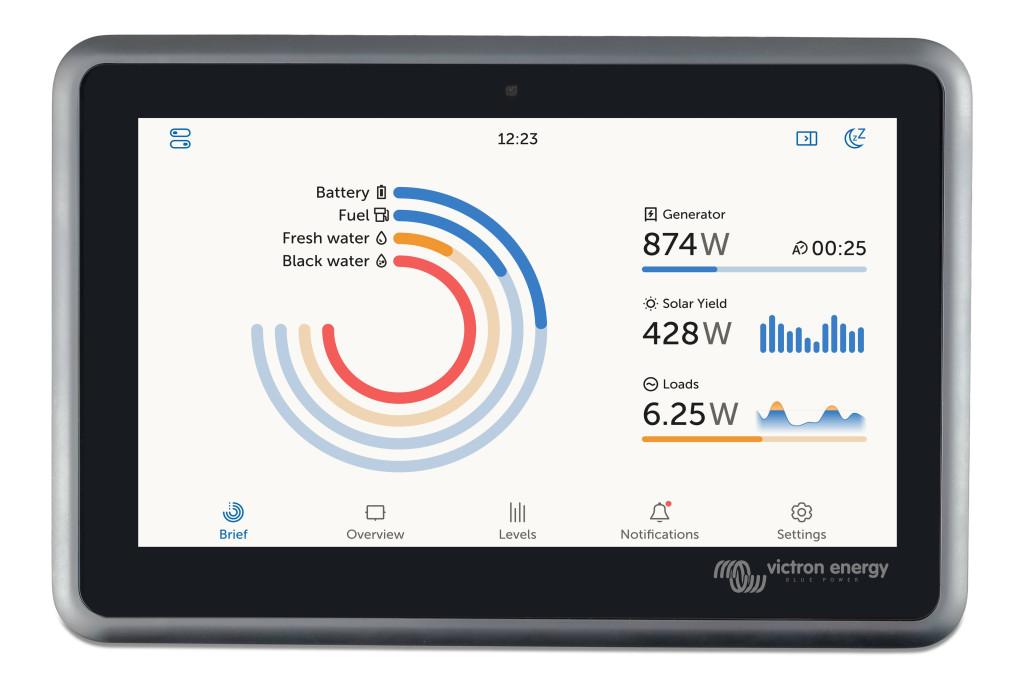Victron Energy Ekrano GX kommunikációs központ és érintőkijelzős rendszerfelügyelet