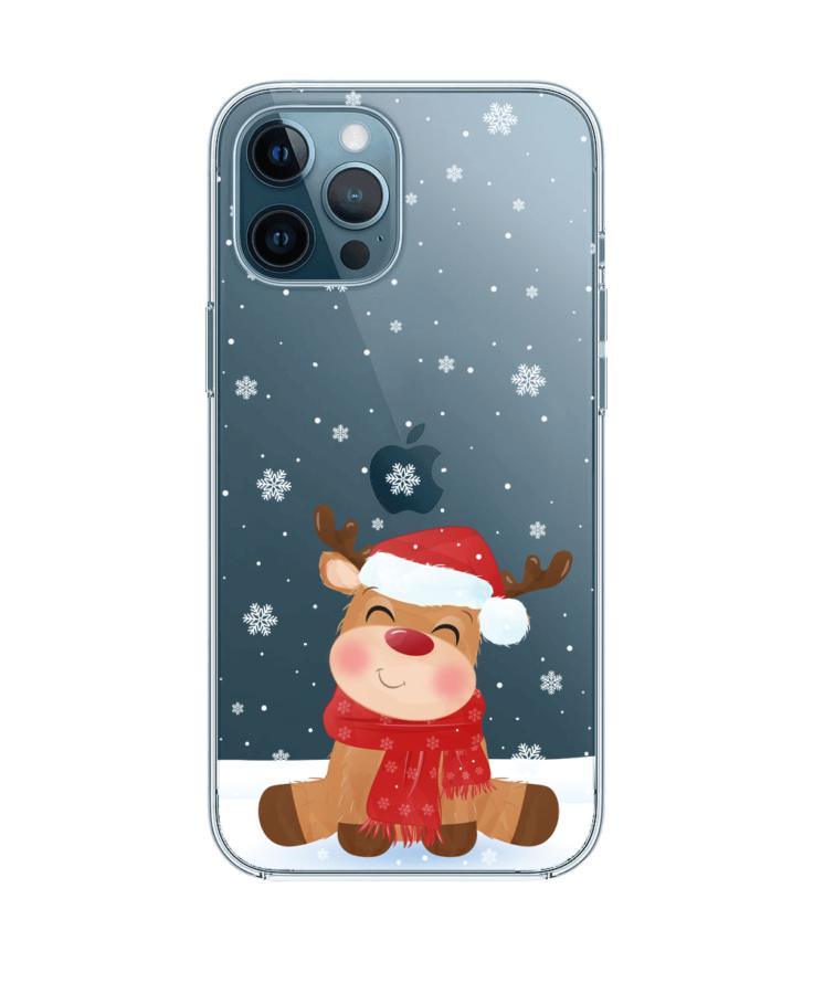 Vidám rénszarvas a hóesésben átlátszó karácsonyi szilikon tok Huawei Mate 10 lite