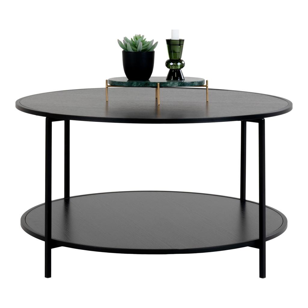 Vita dohányzóasztal fekete, fekete kerettel, Ø80x45 cm