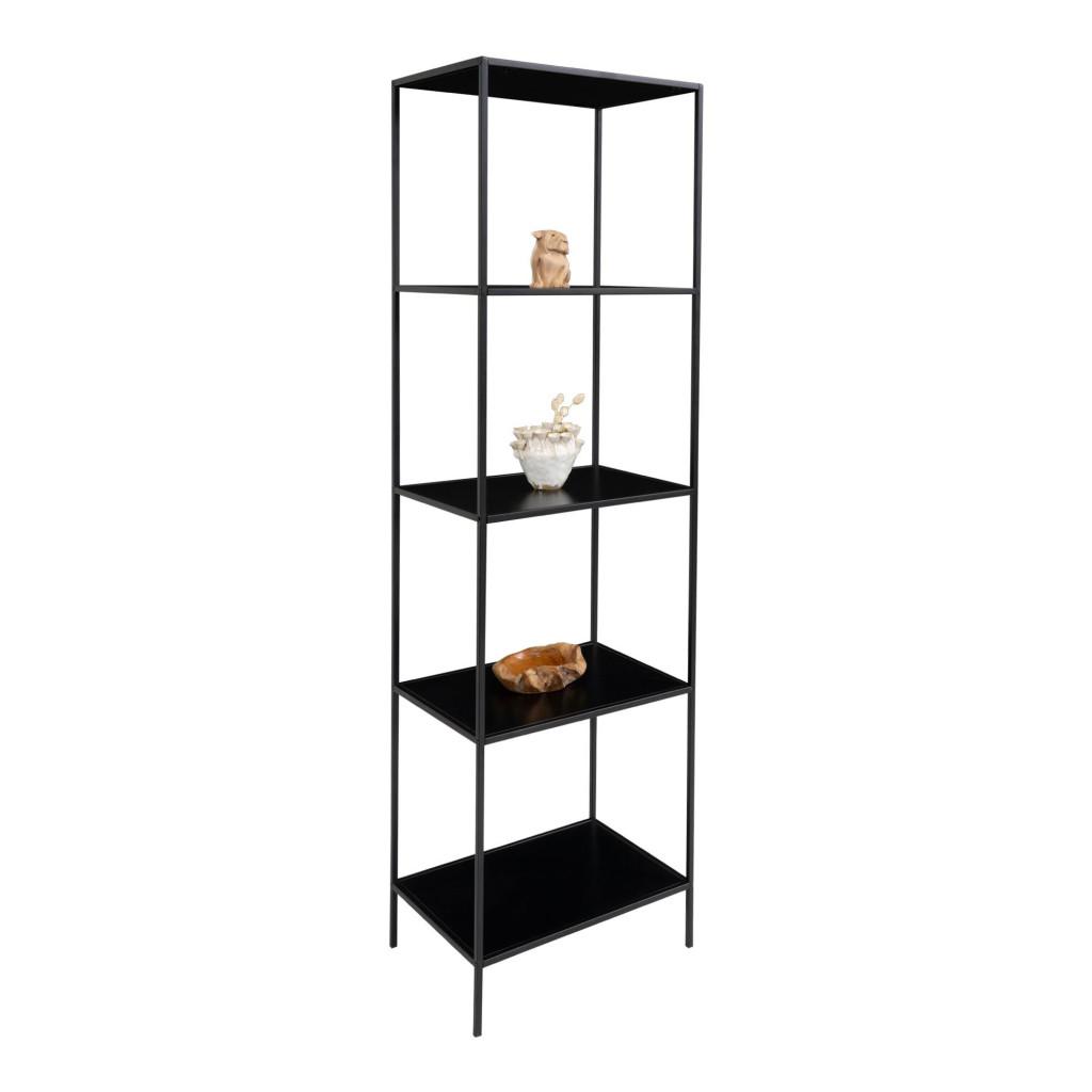 Vita polc 5 polccal, fekete, fekete kerettel, 51x36x170 cm