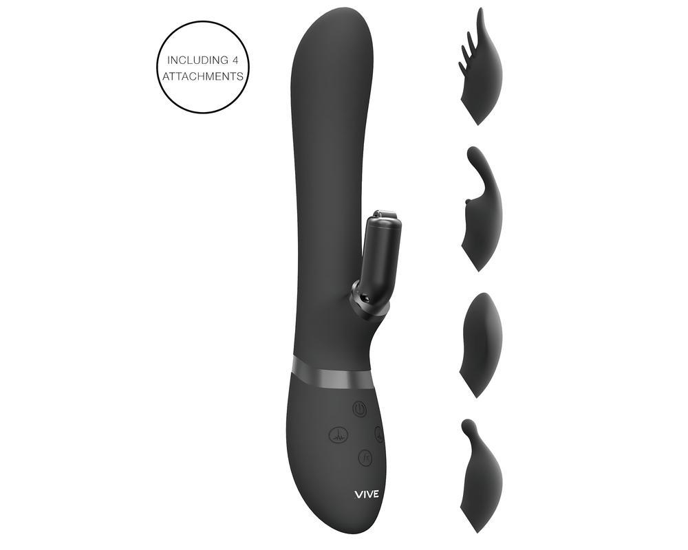 Vive Chou - 4in1 csiklókaros vibrátor (fekete)