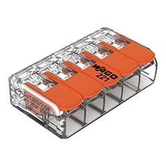 Wago Wago új karos (csatos) vezeték összekötő, 5 x 6mm² vezeték nyílásos, átlátszó (15 darab)