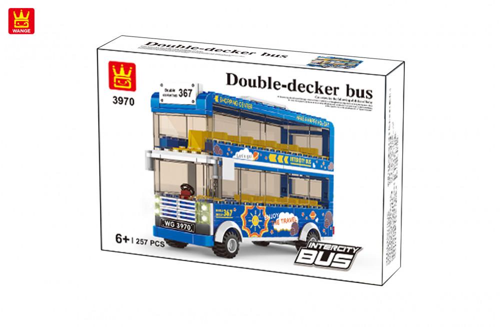 WANGE® 3970 | lego-kompatibilis építőjáték | 257 db építőkocka | Kétszintes kék busz