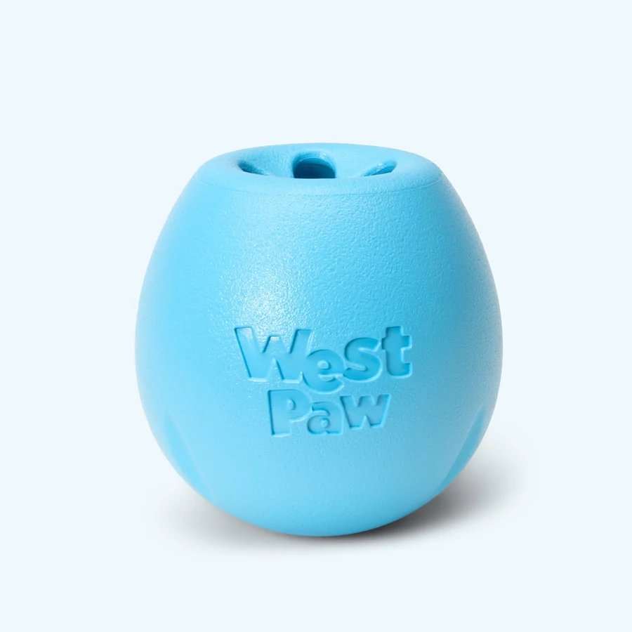 West Paw Rumbl jutalomfalattal tölthető kutyajáték S Aqua Blue