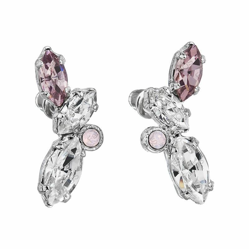 Winter Chill  - Kézzel készített Swarovski kristályos fülbevaló - Rose - rózsaszín