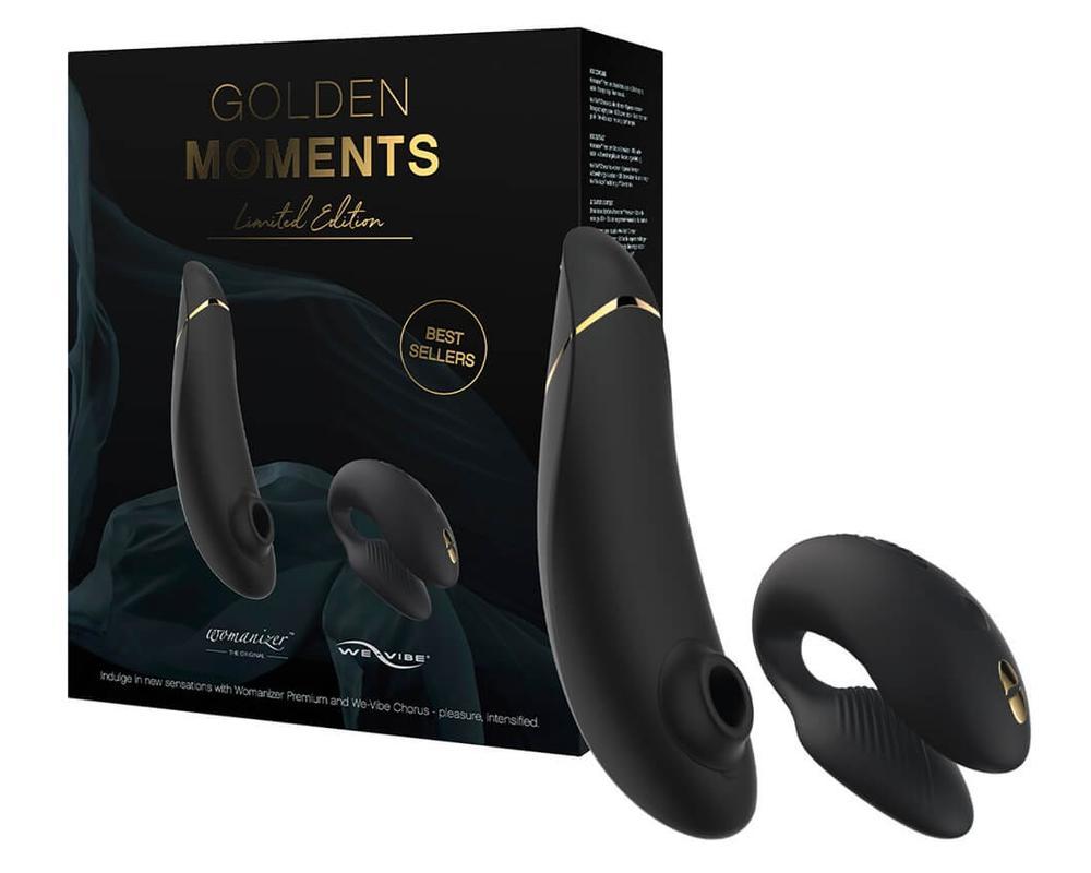Womanizer Golden Moments 2 - csikló- és párvibrátor (fekete)