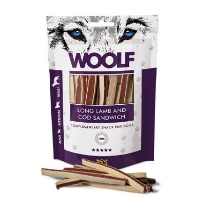 Woolf Soft Lamb and Cod Sandwich Long puha bárányhús jutalomfalat csíkok tőkehallal 100g