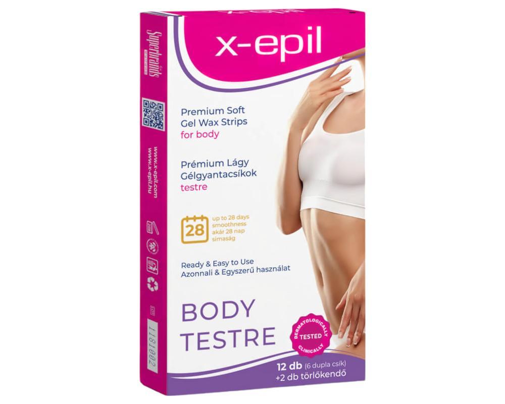 X-Epil - használatra kész gélgyantacsíkok (12db) - testre
