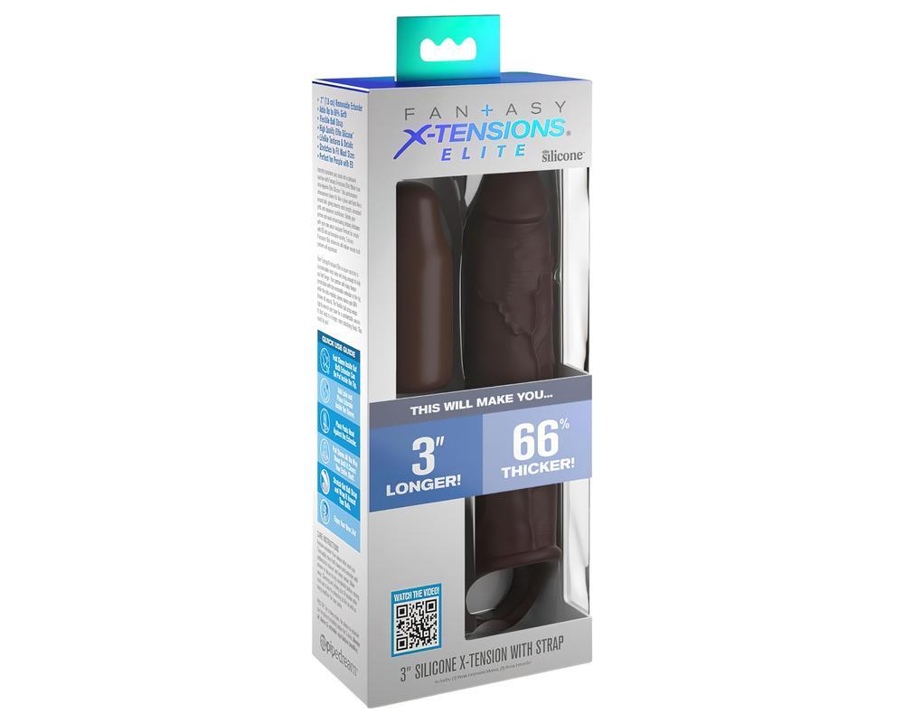 X-TENSION Elite 3 - heregyűrűs péniszköpeny (barna)