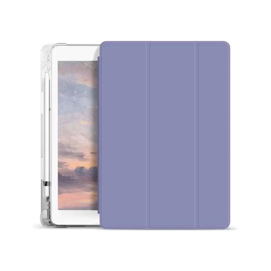 Xprotector XPRO Smart Book tok pencil tartóval és teljesen átlátszó szilikon hátlappal lila Apple Ipad 10,9" (2022) 10. generációs készülékhez