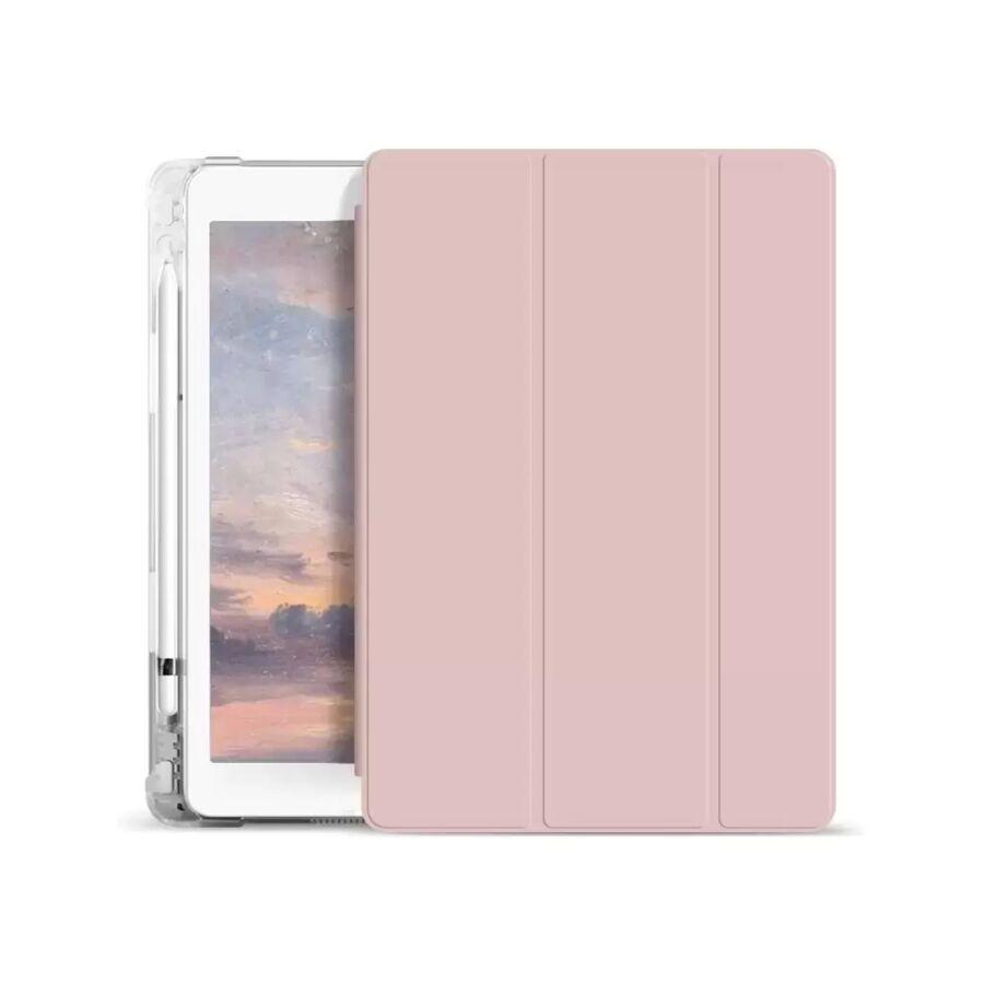 Xprotector XPRO Smart Book tok pencil tartóval és teljesen átlátszó szilikon hátlappal pink Apple Ipad 10,9" (2022) 10. generációs készülékhez