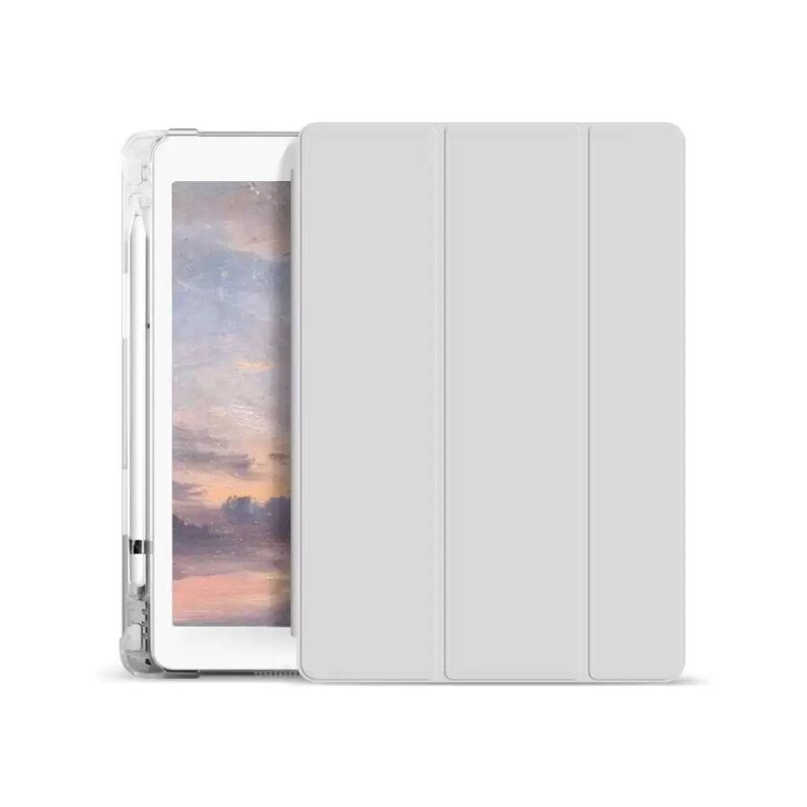 Xprotector XPRO Smart Book tok pencil tartóval és teljesen átlátszó szilikon hátlappal szürke Apple Ipad 10,9" (2022) 10. generációs készülékhez