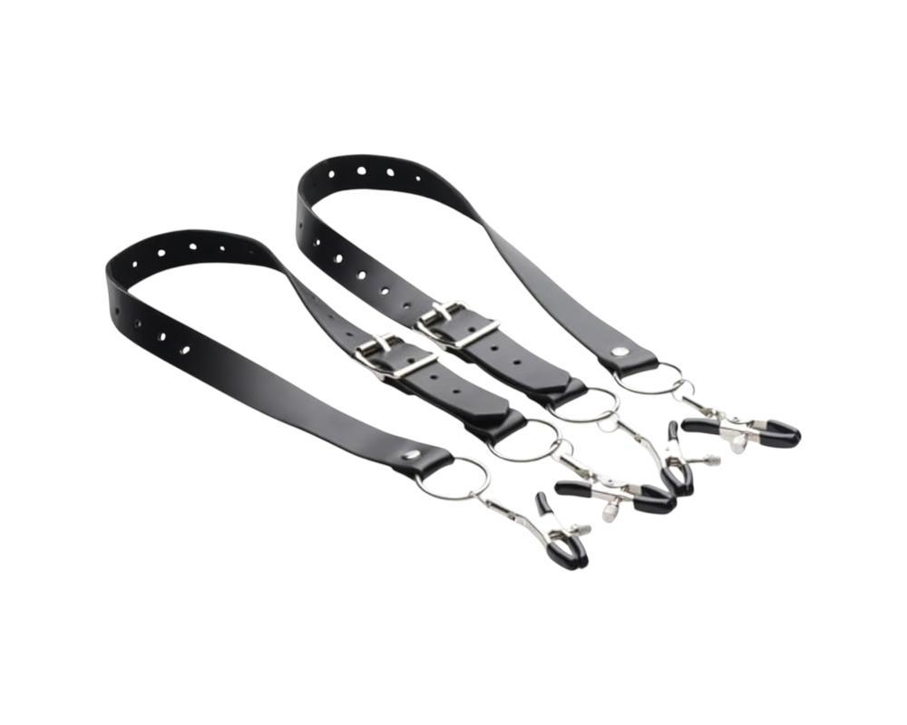 XR Brands - szeméremajak-széthúzó csipeszek (fekete)
